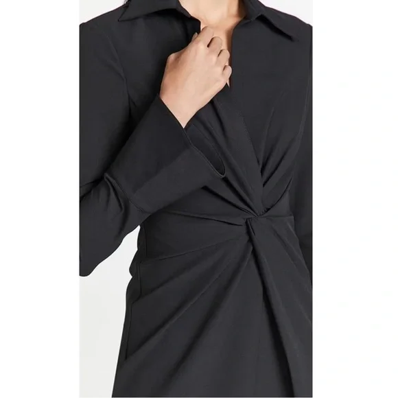 $365 Cinq à Sept Women's McKenna Dress Long Sleeve Collar V Neck Black 10 - Picture 6 of 12